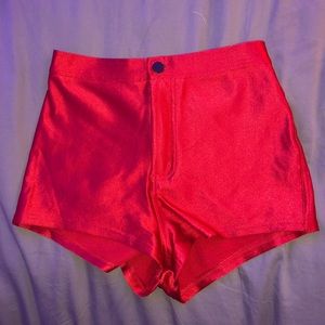 American Apparel Red Disco Shorts